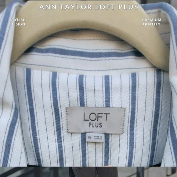 Ann Taylor LOFT Plus Striped Blazer - Size 16 (NWT) - Picture 3 of 5